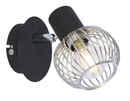 Kinkiet ścienny Oslo czarny z chromem stalowy regulowany do salonu sypialni lub nad lustro