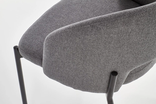 Krzesło tapicerowane Humber szare Intesi do jadalni i salonu nowoczesne na czarnych nogach