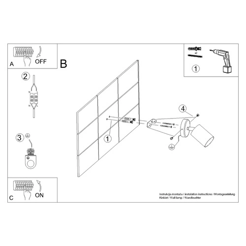 Kinkiet ścienny LEMMI 1 czarny metalowy regulowany nowoczesny do salonu i sypialni SOLLUX