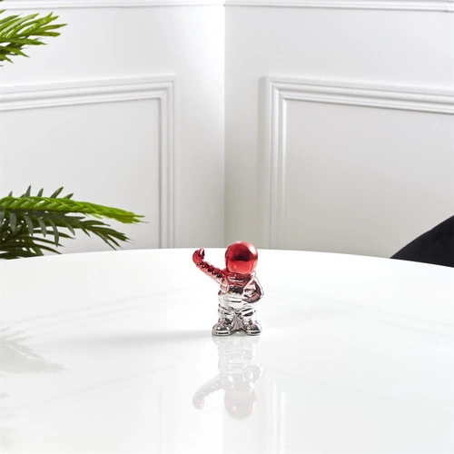 Figurka dekoracyjna ceramiczna Astronauta czerwony Intesi nowoczesna do salonu na prezent