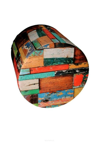 Pufa Thais okrągła tapicerowana multikolor do salonu i sypialni nowoczesna Intesi 40 cm