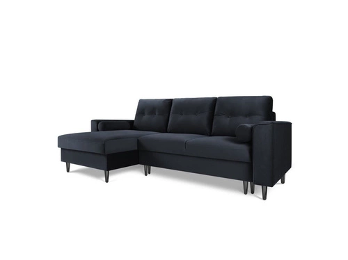 Narożnik z funkcją spania Leona Dark Blue Velvet Lewostronna kolor nóg czarny