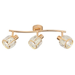 Lampa sufitowa Dubai listwa różowy złoty 3x40W E14 klosz złoty z kryszt transp