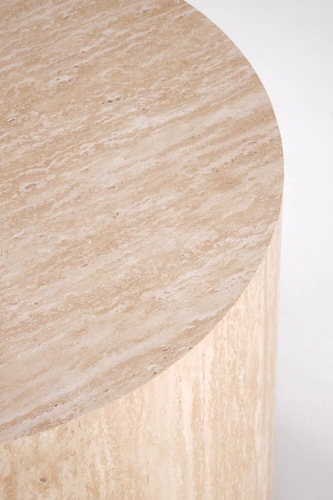Stolik kawowy Travertino okrągły mały 45 cm nowoczesny do salonu w kolorze trawertyn Intesi