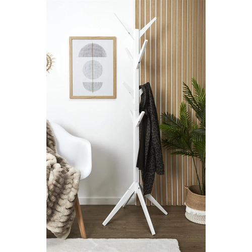 Intesi Tree nowoczesny biały wieszak stojący do przedpokoju drewniany 177,5 cm