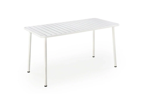 Stół ogrodowy Macrae biały 140x70 nowoczesny metalowy do ogrodu i na taras Intesi