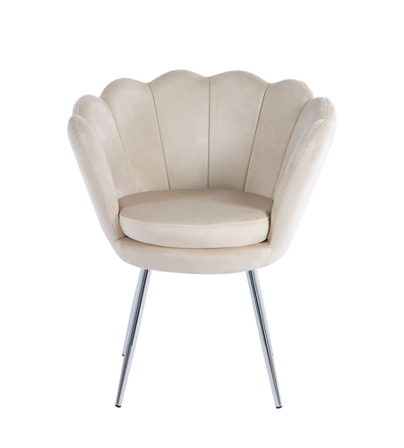 Krzesło tapicerowane welurowe Fiona Intesi do jadalni beżowe z podłokietnikami glamour