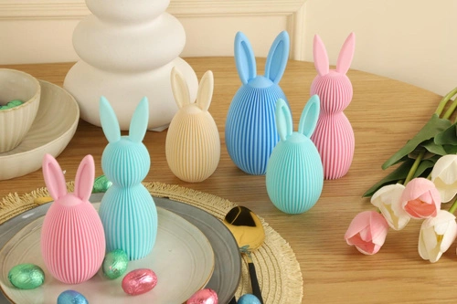 Zestaw 2 pastelowych figurek wielkanocnych jajek Intesi na stół lub komodę 17 cm