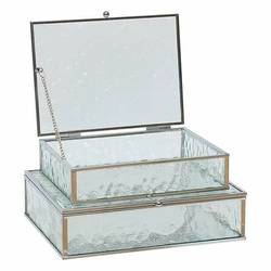 Zestaw 2 lustrzanych szkatułek na biżuterię Ania Atmosphera srebrne dekoracyjne glamour