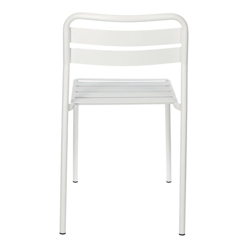 Krzesło ogrodowe metalowe białe Terra Intesi loftowe sztaplowane na balkon i taras