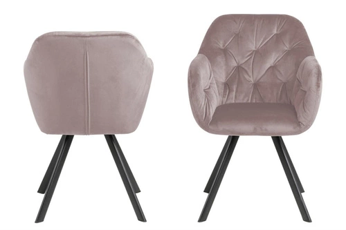 Krzesło tapicerowane Lola VIC różowe welurowe z podłokietnikami do jadalni glamour Actona