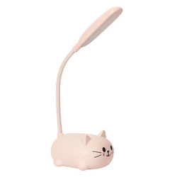 Lampka biurkowa LED Kitty różowa nowoczesna akumulatorowa do pokoju dziecka Intesi 21 cm