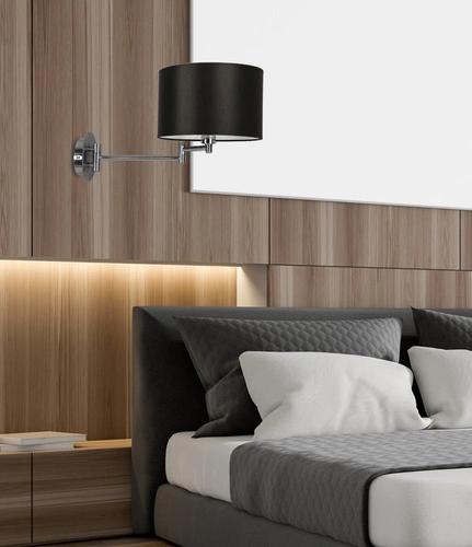 Kinkiet ścienny Alexia nowoczesny czarny z abażurem chromowy do salonu i sypialni CANDELLUX