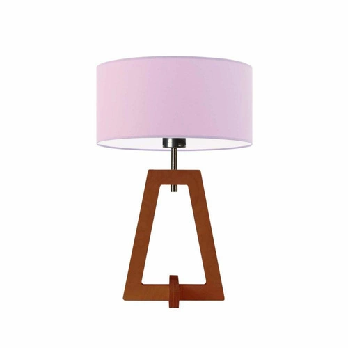 Lampka nocna do sypialni Clio glamour z abażurem fioletowym i drewnianą podstawą mahoniową