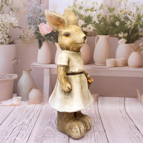 Intesi figurka wielkanocna zając w sukience 55cm stojąca dekoracja do salonu i jadalni