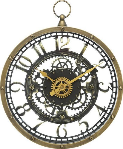 Zegar ścienny industrialny Meca Atmosphera postarzałe złoto Ø 27 cm do salonu lub biura