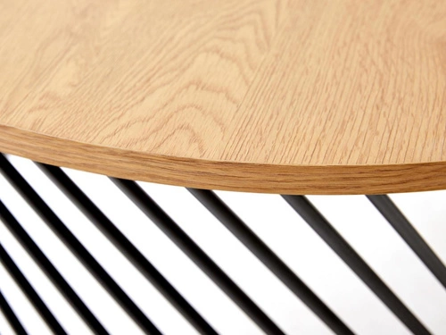 Stolik kawowy Rewal okrągły 80 cm dąb złoty czarny loftowy do salonu nowoczesny