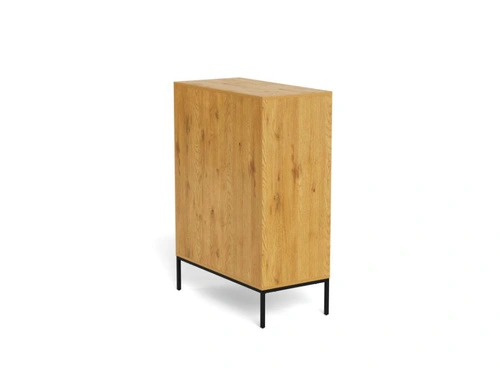 Komoda Palmdale dąb naturalny czarna nowoczesna 3 szuflady 80 cm