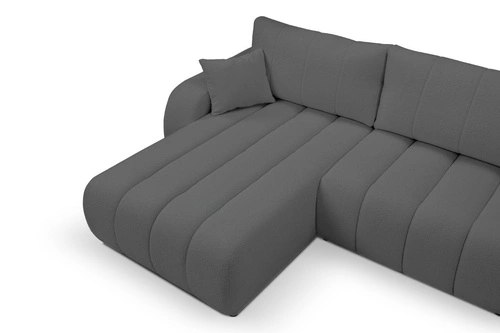 Narożnik z funkcją spania lewy Hobro szary nowoczesny do salonu z pojemnikiem Intesi