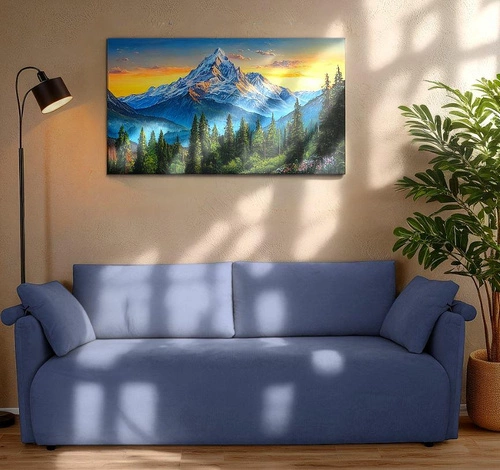 Sofa Mondel sztruksowa granatowa rozkładana z funkcją spania i pojemnikiem do salonu 3 osobowa