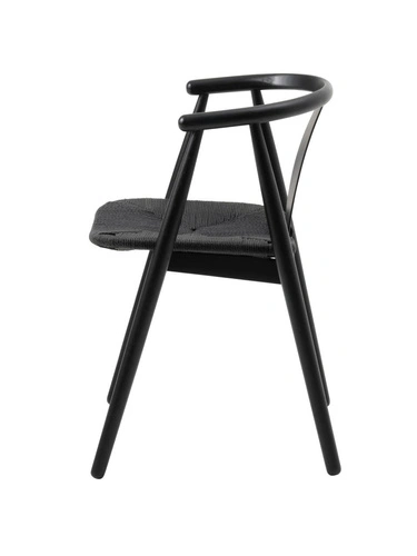 Krzesło do jadalni Relate drewniane dębowe z podłokietnikami czarne