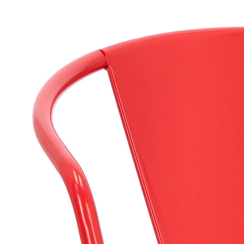 Krzesło metalowe Paris Arms czerwone inspirowane Tolix do jadalni i kuchni z podłokietnikami