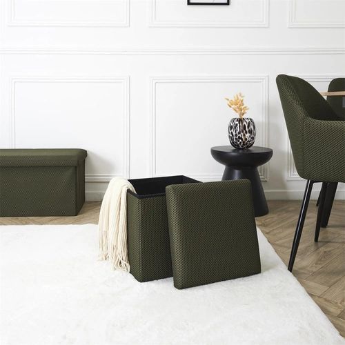 Pufa ze schowkiem Vels Atom Intesi kwadratowa składana nowoczesna do przedpokoju khaki 38x38 cm