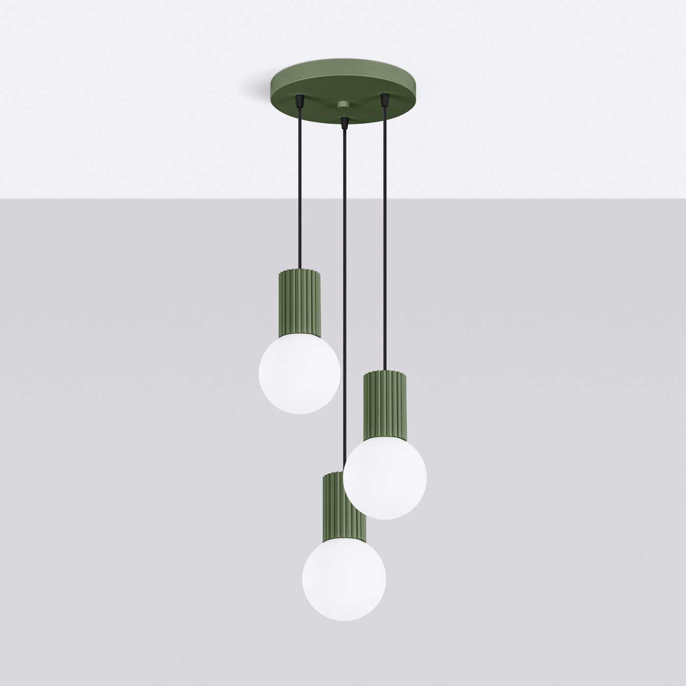 Lampa wisząca HALO 3P zielona oliwka