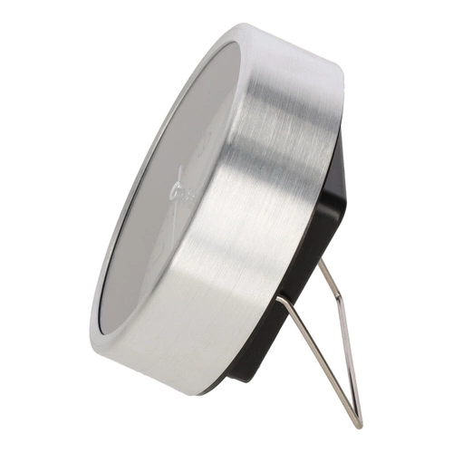 Budzik Quazi srebrny nowoczesny zegar stojący do sypialni i biura średnica 9 cm Intesi