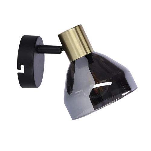 Kinkiet Gregory lampa czarny brąz 1x40W  E14 klosz dymiony