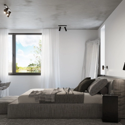 Plafon sufitowy czarny DIREZIONE nowoczesny metalowy do salonu, kuchni lub sypialni