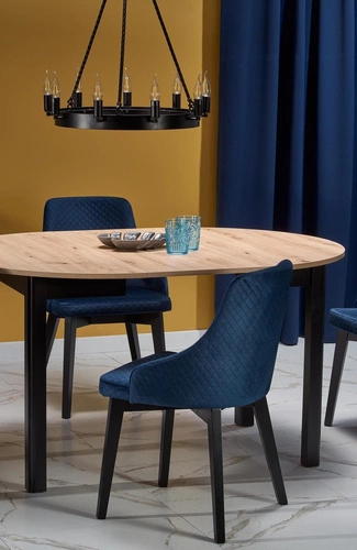 Stół okrągły rozkładany do jadalni Nigo Intesi dąb artisan czarne nogi 102-142 cm nowoczesny