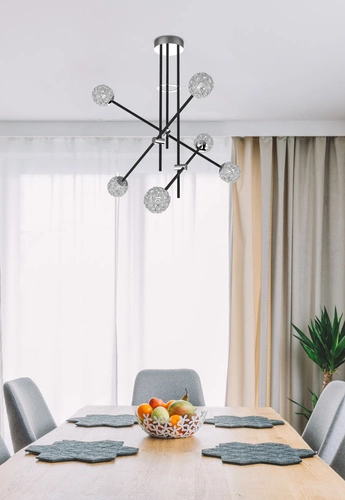 Nowoczesna lampa wisząca Paksos czarna kula 6-punktowa do salonu i sypialni CANDELLUX