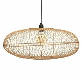 Lampa wisząca Loren bambusowa okrągła regulowana do salonu i nad stół 60cm boho