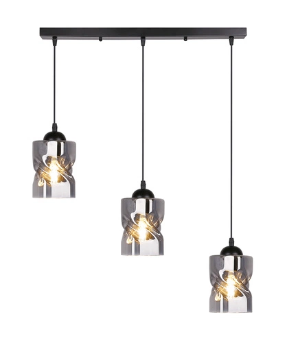 Lampa wisząca Felis czarna szklana 3-punktowa regulowana do kuchni i nad stół