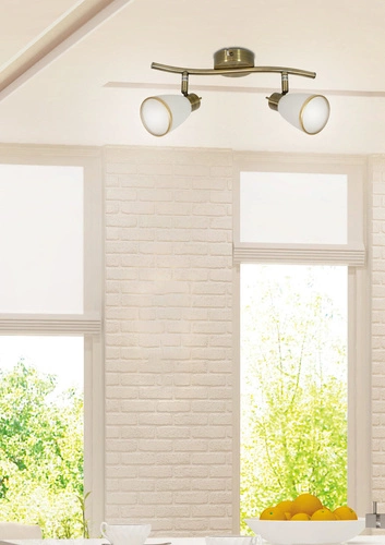 Lampa sufitowa Regent biała i złota regulowana 2-punktowa do salonu i jadalni