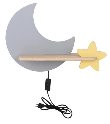 Kinkiet Moon lampa 5W LED 4000K iq kids  z przewodem szary+złoty