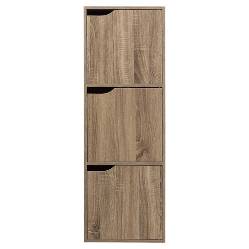 Komoda wysoka Kali 100 cm nowoczesna z 3 szafkami do przedpokoju naturalna