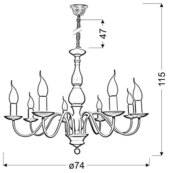 Lampa wisząca Bellagio 8x40W E14 kremowy