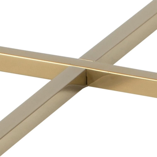 Stolik kawowy Alisma okrągły szklany biały ze złotą metalową podstawą glamour do salonu 80 cm