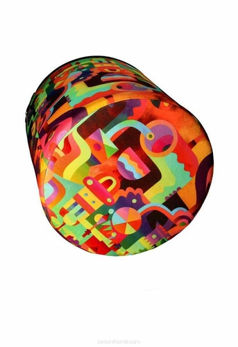 Pufa okrągła Abstra Intesi multikolor nowoczesna do salonu i sypialni zdejmowany pokrowiec 40 cm