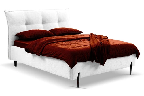 Łóżko tapicerowane Biscuit 140x200 białe z pojemnikiem skandynawskie do sypialni