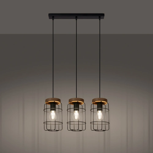 Lampa wisząca GOTTO 3L czarna industrialna nad stół do salonu i jadalni metalowa 160 cm