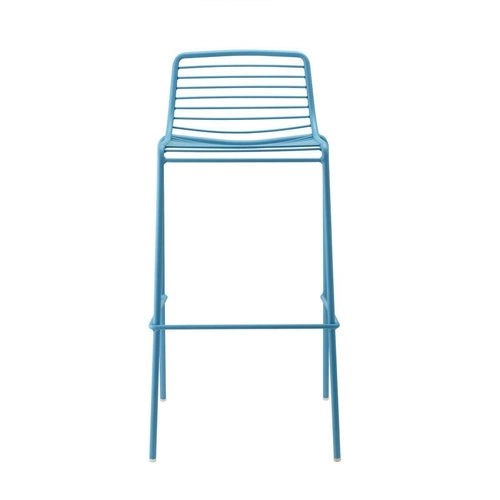 Hoker Summer niebieski metalowy z oparciem nowoczesny sztaplowany do kuchni i ogrodu 75 cm SCAB Design