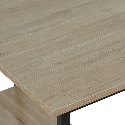 Biurko narożne Stand Intesi industrialne loftowe do pracy z półkami czarne i naturalne 120x74 cm