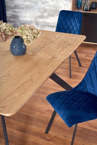 Stół rozkładany do jadalni Carbad dąb naturalny czarne nogi nowoczesny loftowy 160-220x90 cm Intesi