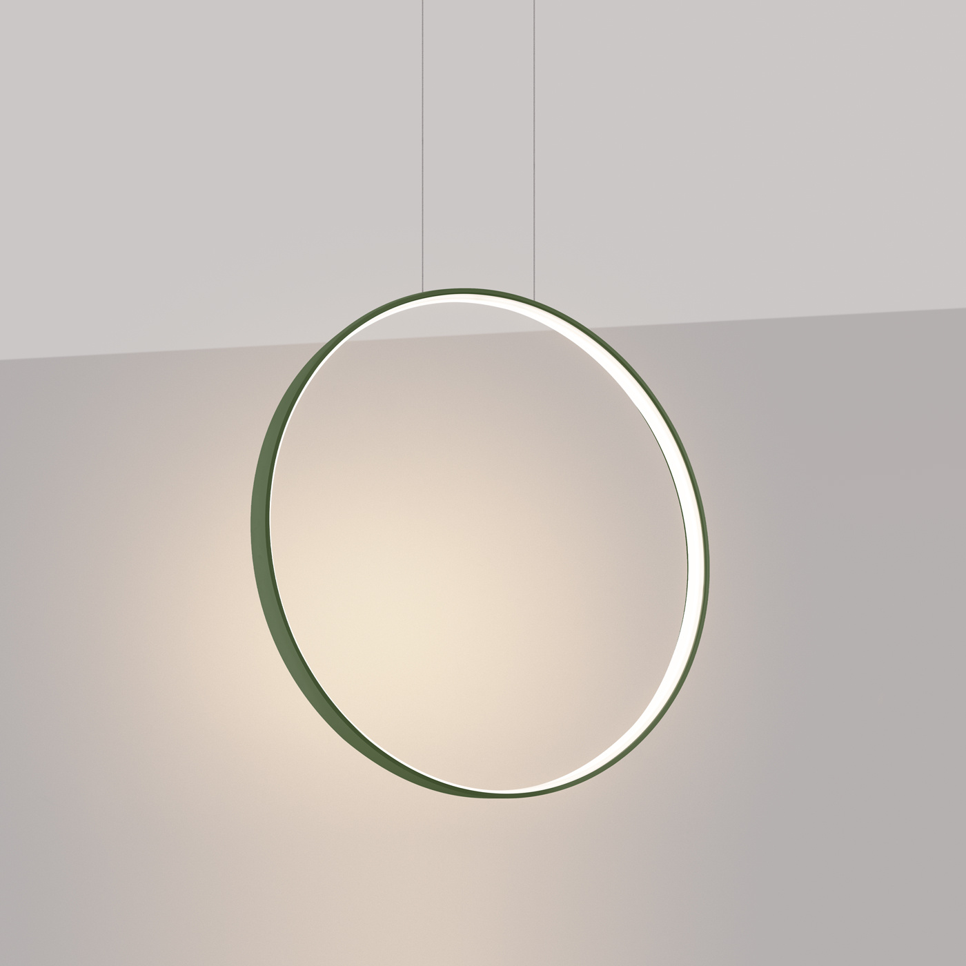 Nowoczesna lampa wisząca LED RIO 55 zielona oliwka do jadalni i salonu regulowana