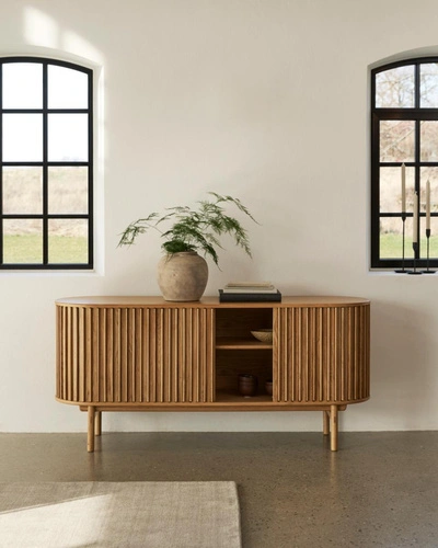 Komoda Carno drewniana ryflowana 160 cm nowoczesna do salonu