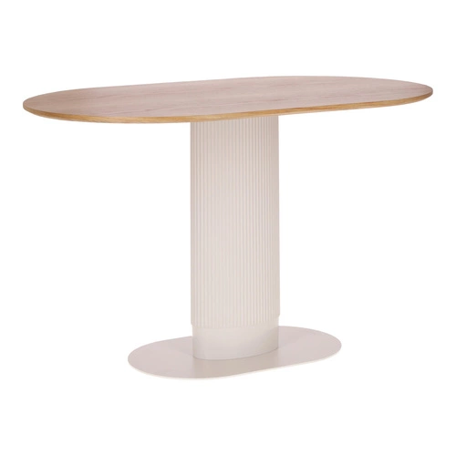 Stół do jadalni Maxim Intesi nowoczesny owalny fornir dąb biały na jednej nodze 120x70 cm