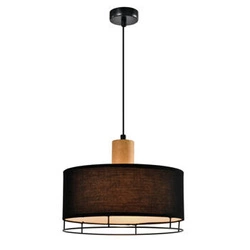 Lampa wisząca Ardi czarny+drewniany 1x40W E27 abażur czarny